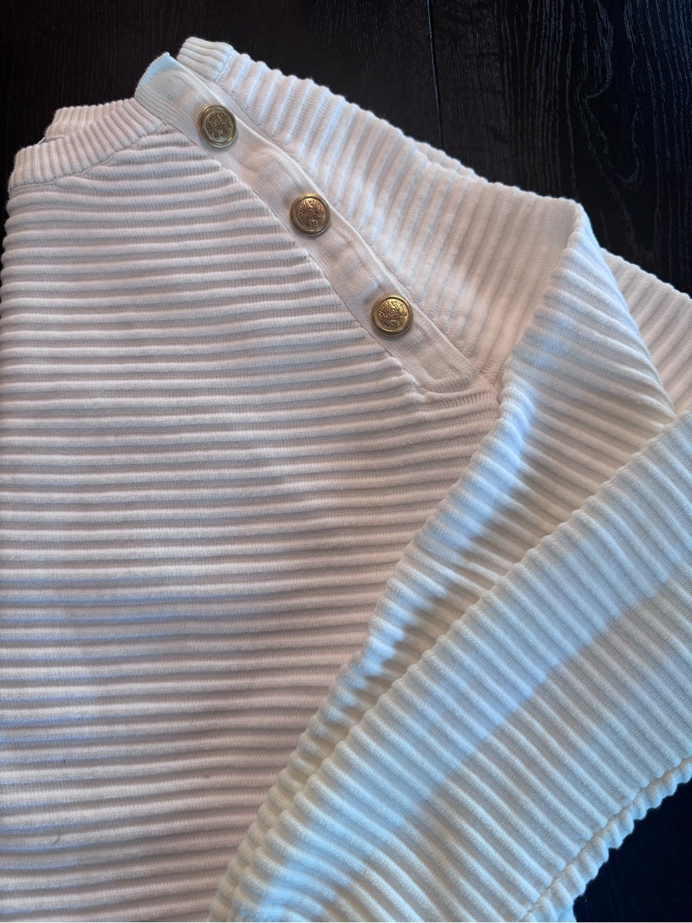 Maternity White Ribbed Button-Shoulder Sweater - Picture 2 of 2